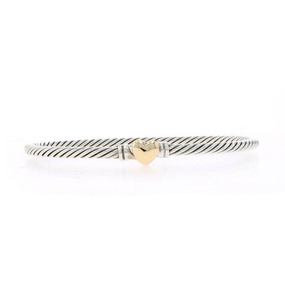 David Yurman Jewelry - David Yurman Classic Cable Heart Bangle Bracelet 6 1/2" - Sterling 925 Gold 18k